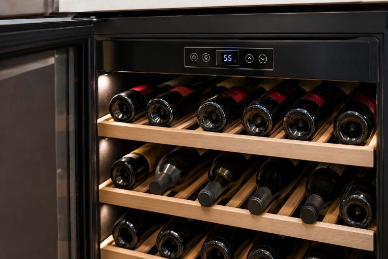 Viking built-in wine cellar with digital thermostat control panel